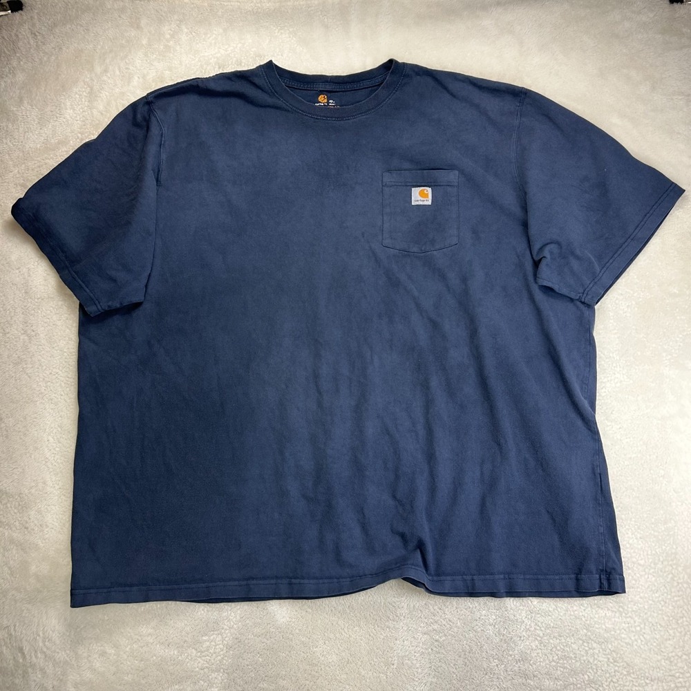 Carhartt K87 Workwear Pocket T-Shirt Mens 5XL Navy Blue Short Sleeve Stains Work